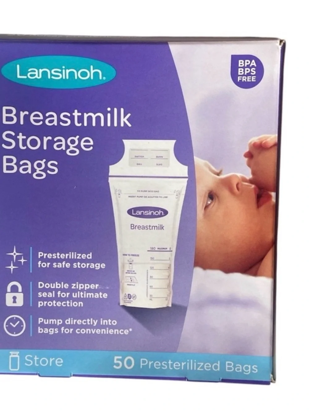 BUNDLE 150 Lansinoh Breast Milk Storage Bags 3 Boxes of 50 Count NWT